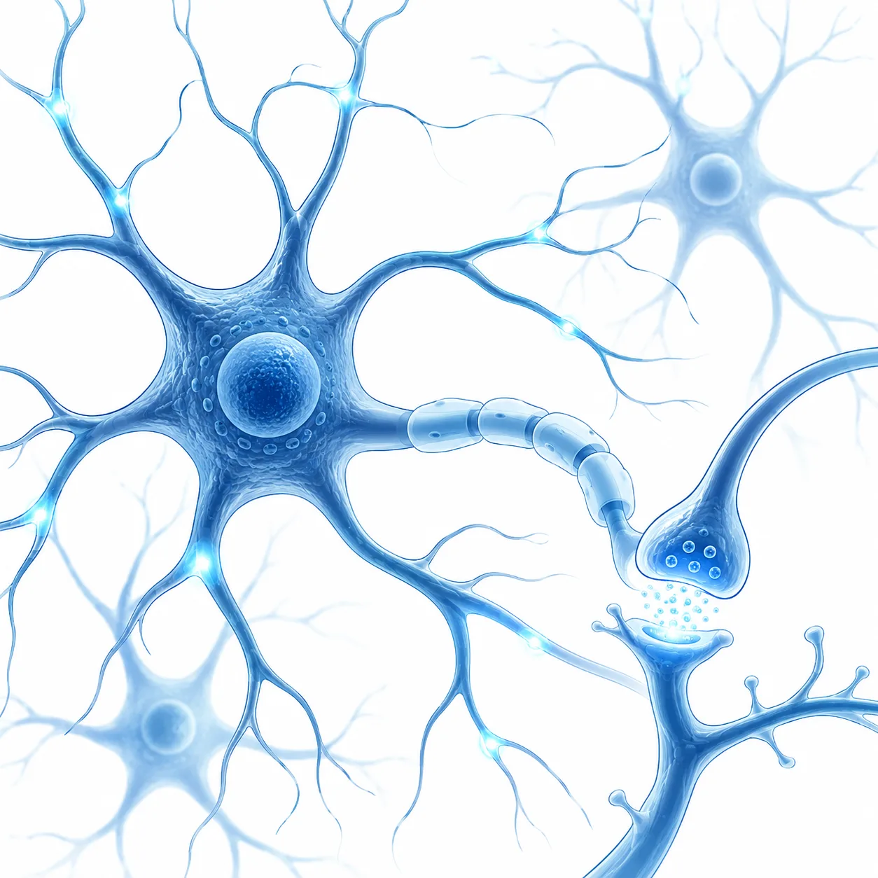 Neuron network with glowing synapses