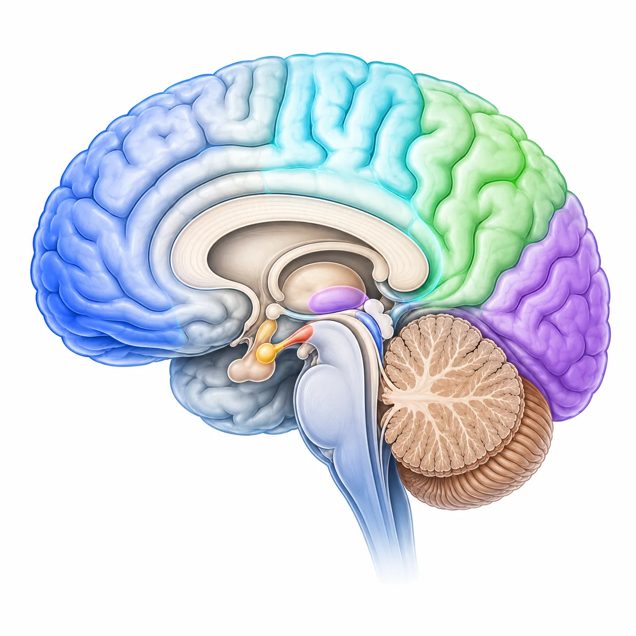 Brain regions cross-section