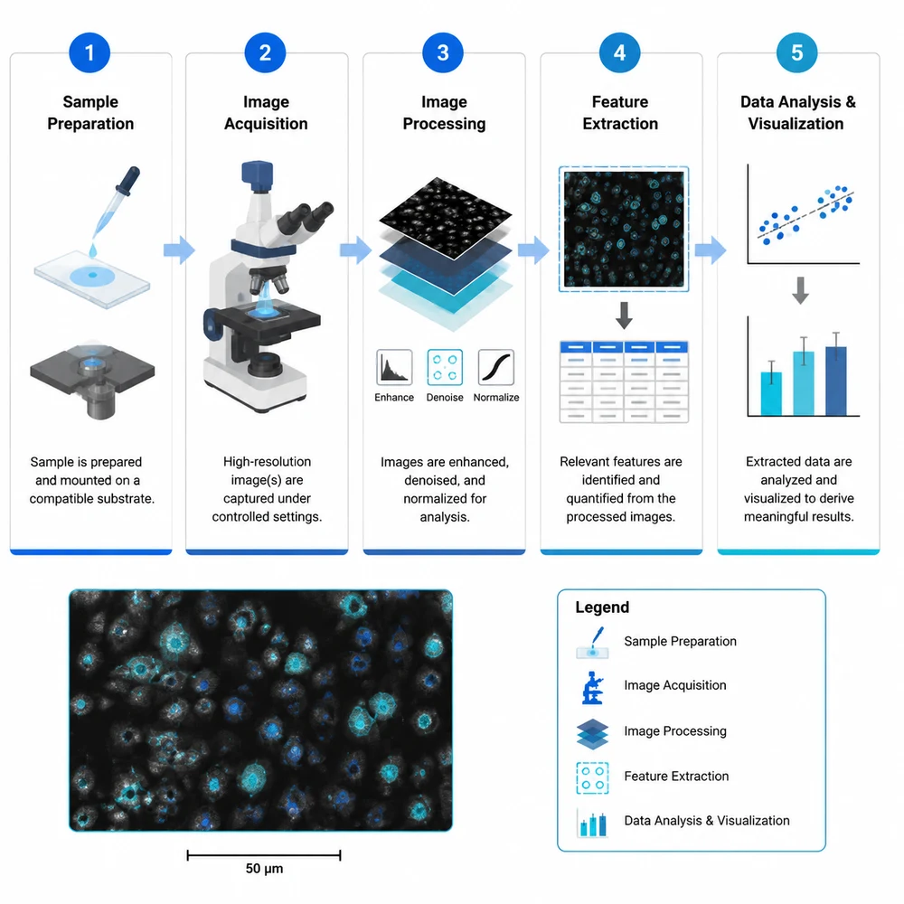 AI-generated experimental workflow figure with a scale bar and legend