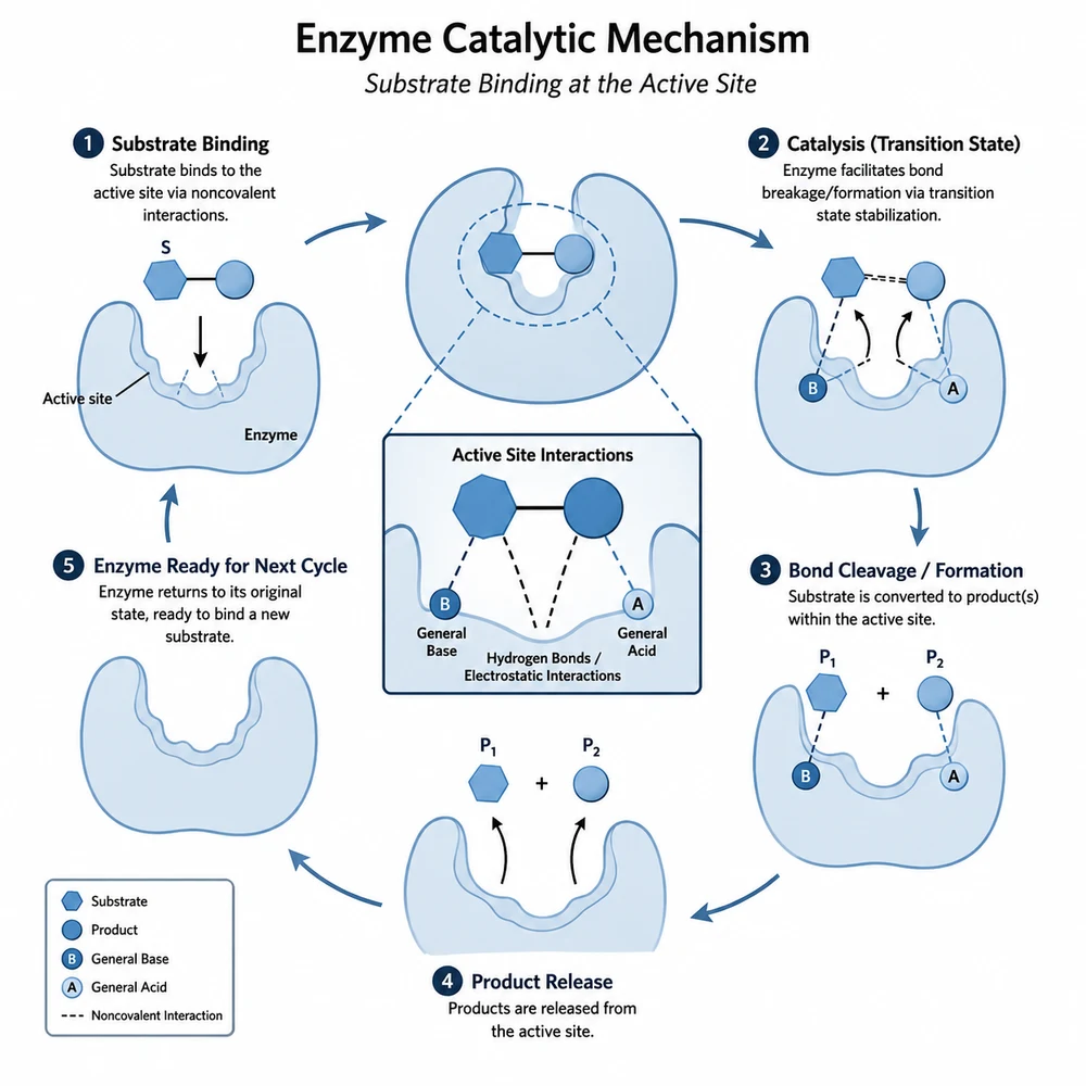 The same mechanism diagram recolored with a single-hue blue palette