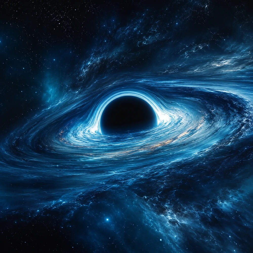 AI-generated black hole accretion disk journal cover art