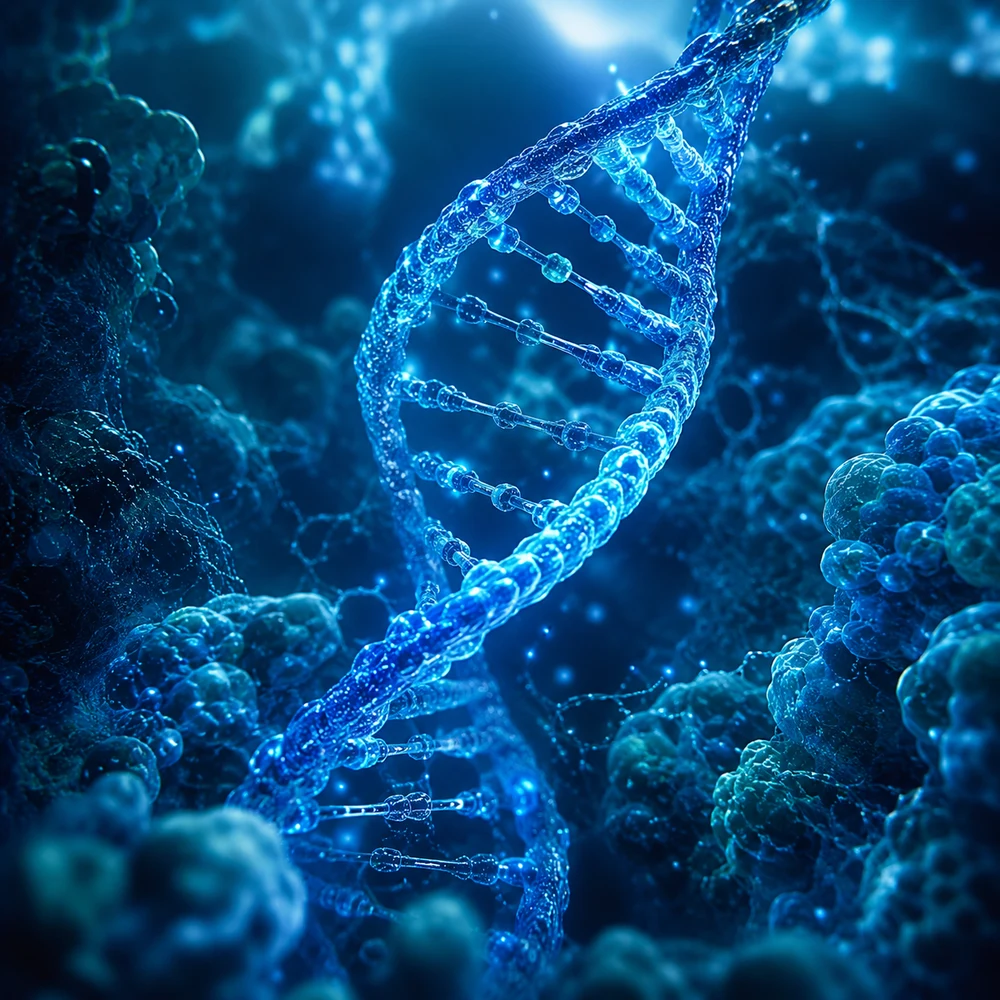 AI-generated DNA double helix journal cover art
