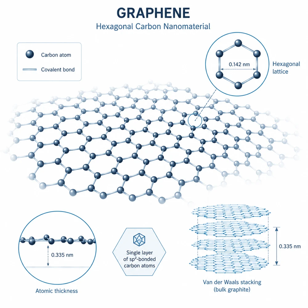 AI-generated graphene hexagonal nanomaterial illustration