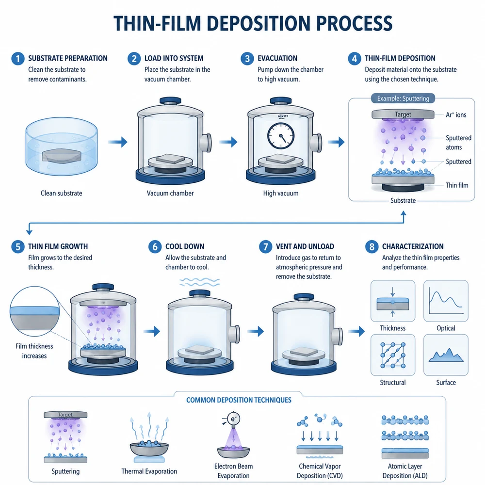 AI-generated thin-film deposition process illustration