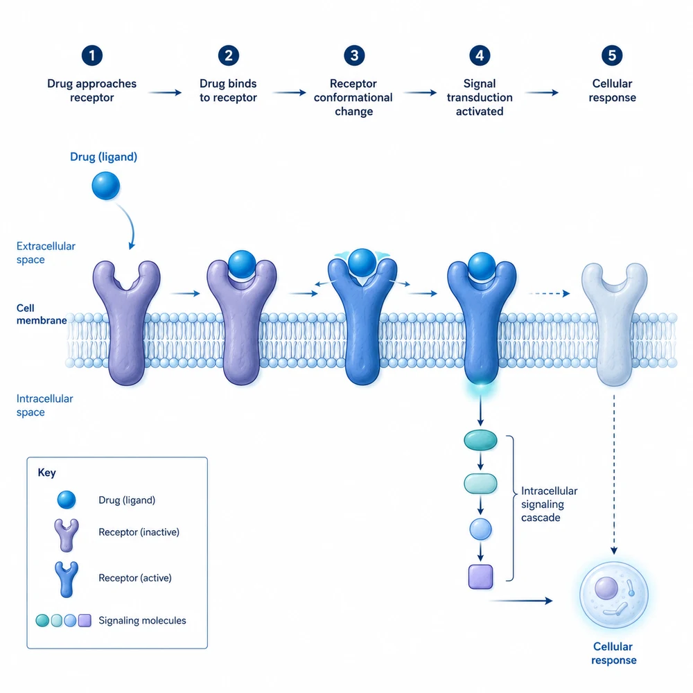 AI-generated drug-receptor binding mechanism of action