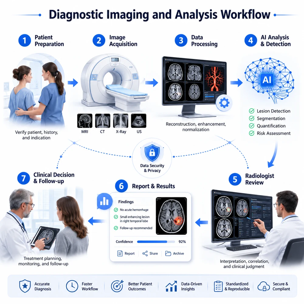 AI-generated diagnostic imaging workflow illustration