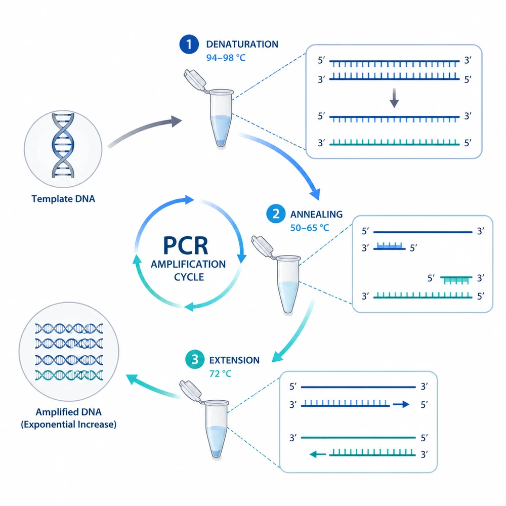 AI-generated PCR amplification cycle illustration