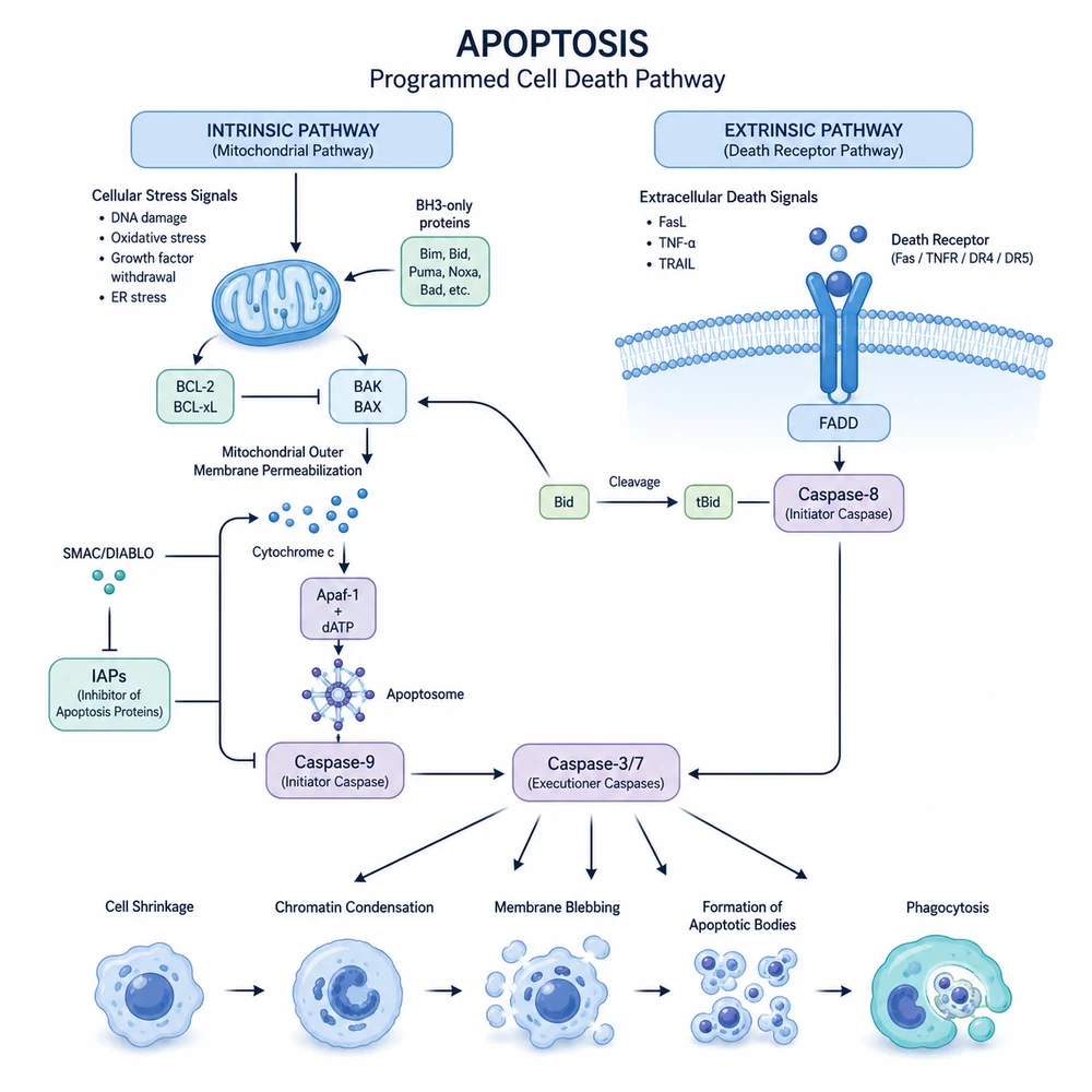 AI-generated apoptosis pathway diagram