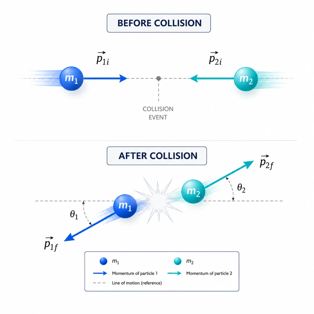 AI-generated particle collision momentum diagram