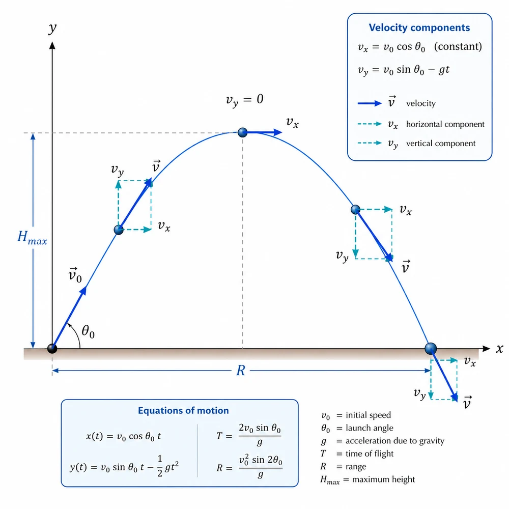 AI-generated physics concept diagram with labeled vectors