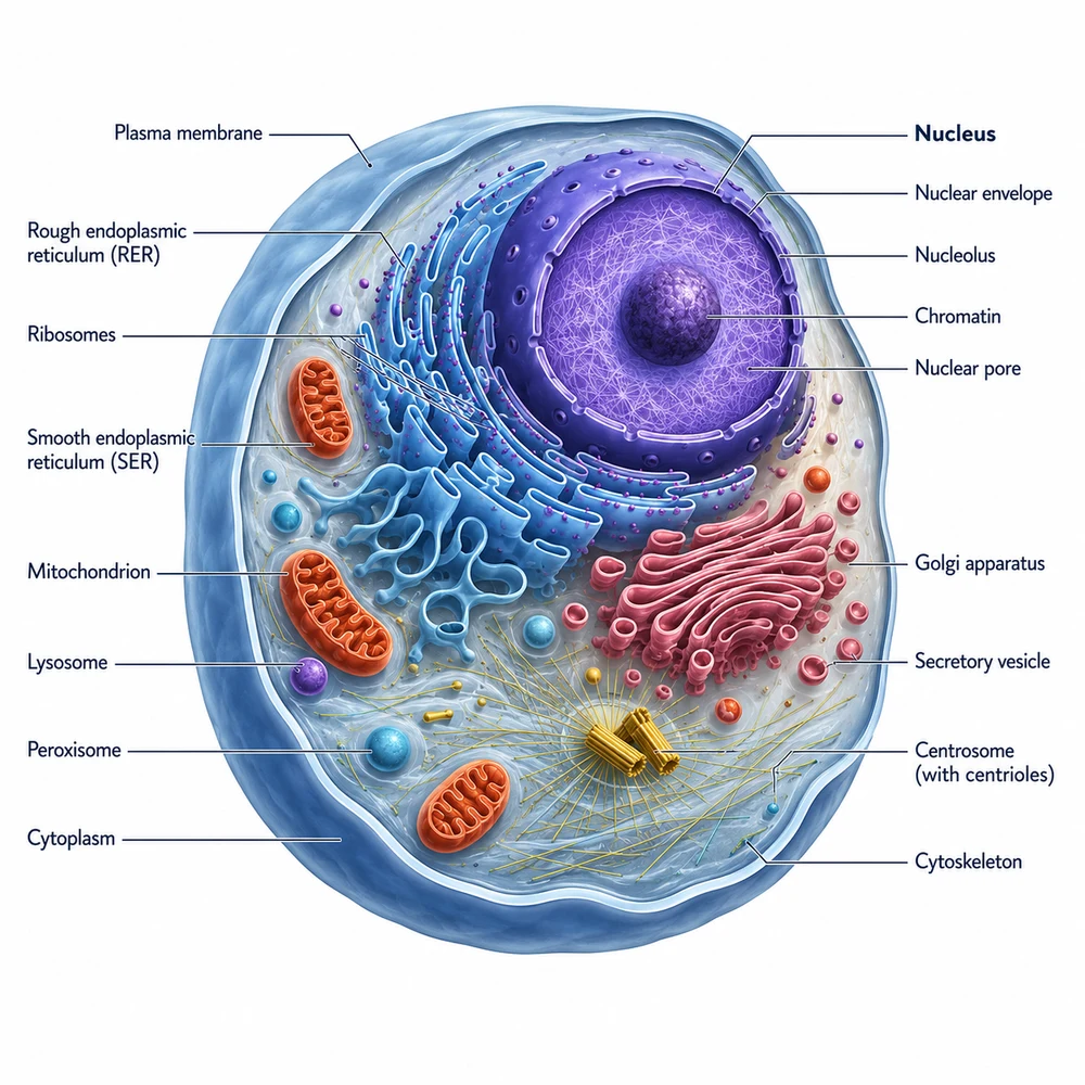 AI-generated animal cell cross-section illustration